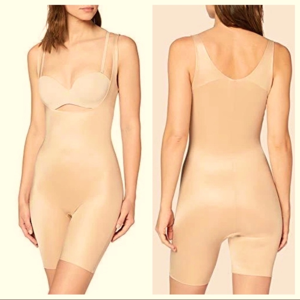 SPANX NWT Shapewear Power Conceal-Her Open-Bust Mid-Thigh Bodysuit XL NWT